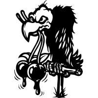 Гриф с вишней в клюве в стиле Rat Fink